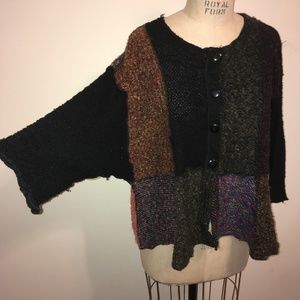 Multi-colored Lagenlook Button Front Sweater